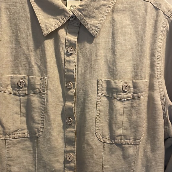 L.L Bean Woman's Signature Camp Shirt Linen Dress, Button-Front Sz L Knee Length - Picture 7 of 10